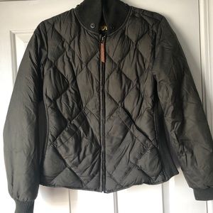 Eddie Bauer Green Quilted Puffer Down Coat